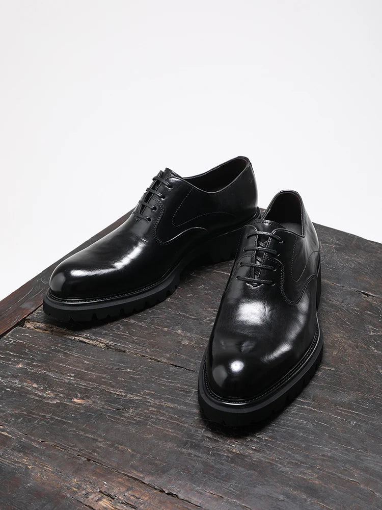 Men's Spring & Autumn Shoes - Genuine Leather Oxford Shoes with Thick Sole, Business & Casual Elegance