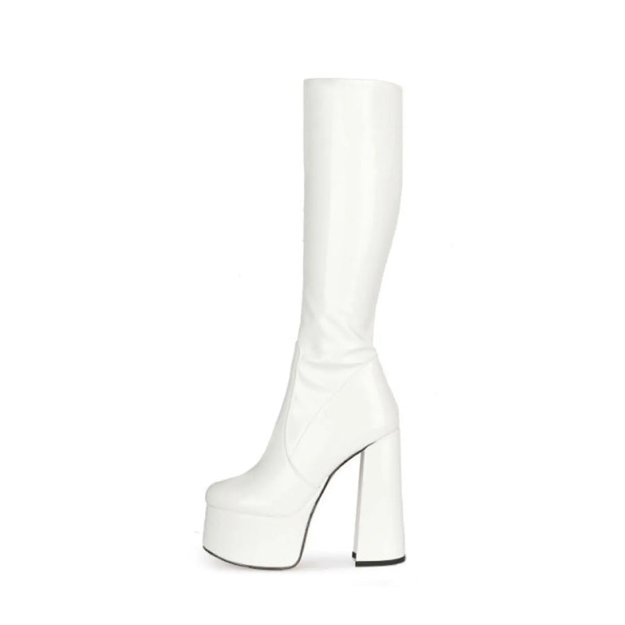 C240 Red Impact – Bottes Vernies à Talon Carré & Plateforme