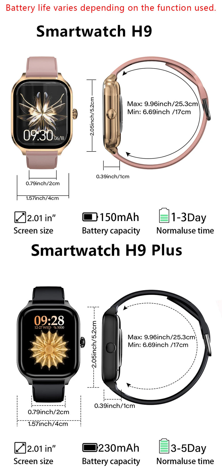 LAXASFIT™ 2.01’’ – Smartwatch Connectée Santé, Homme/Femme
