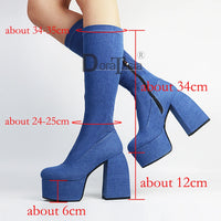 Bottes sexy femme – Grande taille 35-48, talon bloc et solide