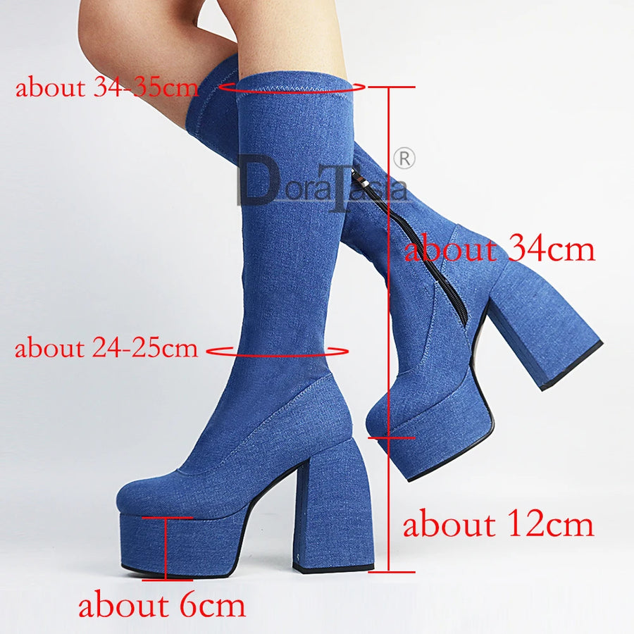 Bottes sexy femme – Grande taille 35-48, talon bloc et solide
