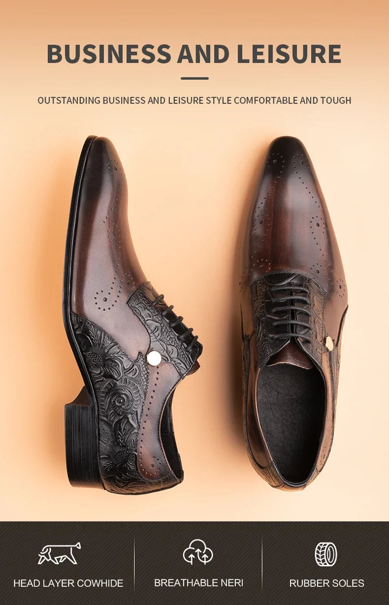 ASIMAYA Luxury Brogue – Genuine Leather Men's Shoes