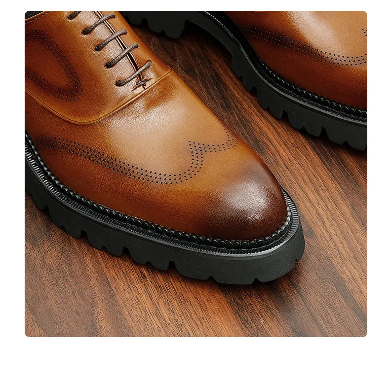 Oxford Classico – Men's Genuine Leather Shoes 4 cm British Elegance