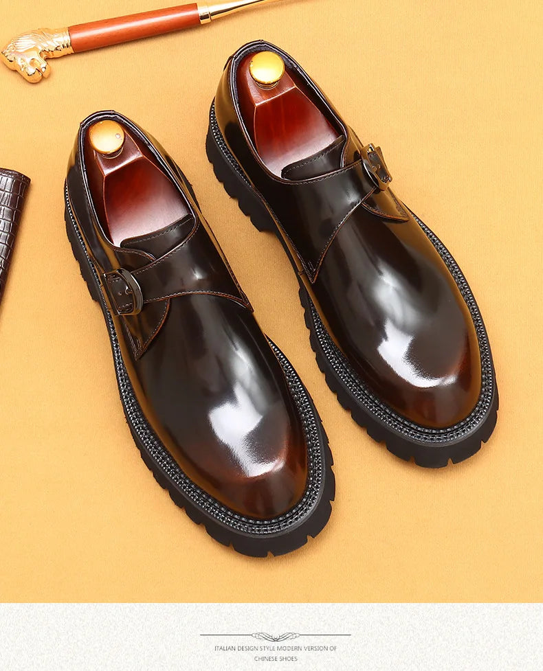 Men's Oxford & Derby - British Genuine Leather Shoes, Thick Sole, Elegant Business & Casual