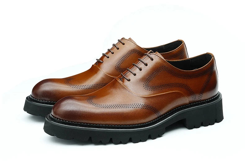 Oxford Classico – Men's Genuine Leather Shoes 4 cm British Elegance