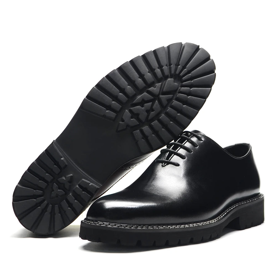 Stylish Men's Oxford - Genuine Leather Sneakers in Black, High Quality for Office, Business and Social Occasions