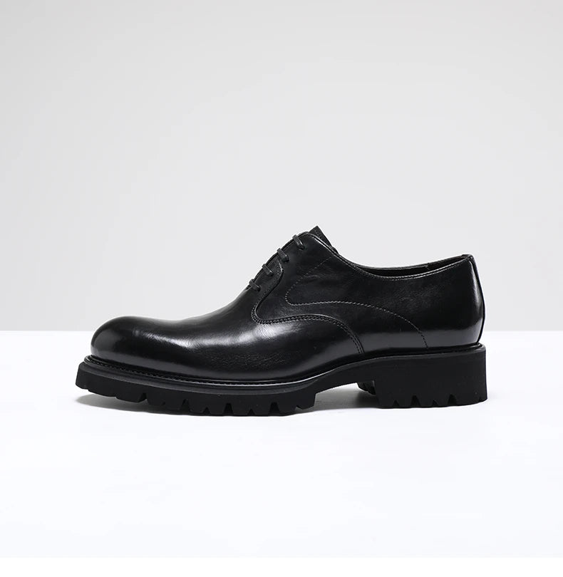 Men's Spring & Autumn Shoes - Genuine Leather Oxford Shoes with Thick Sole, Business & Casual Elegance