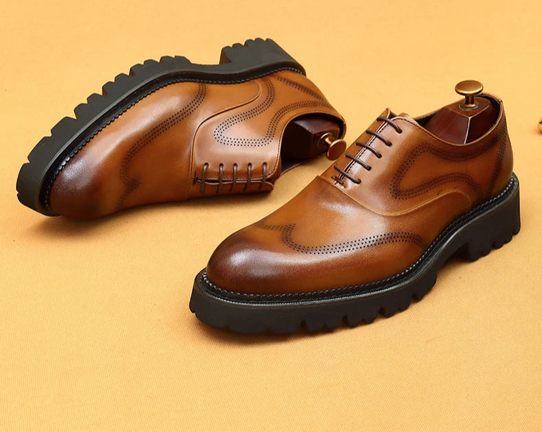 Oxford Classico – Men's Genuine Leather Shoes 4 cm British Elegance