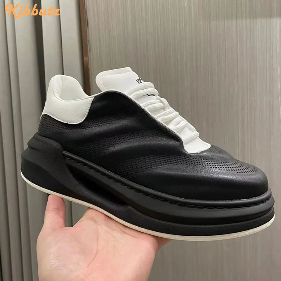 2025 Men's Sneakers - Mesh and Leather, Lace-Up, Casual Style