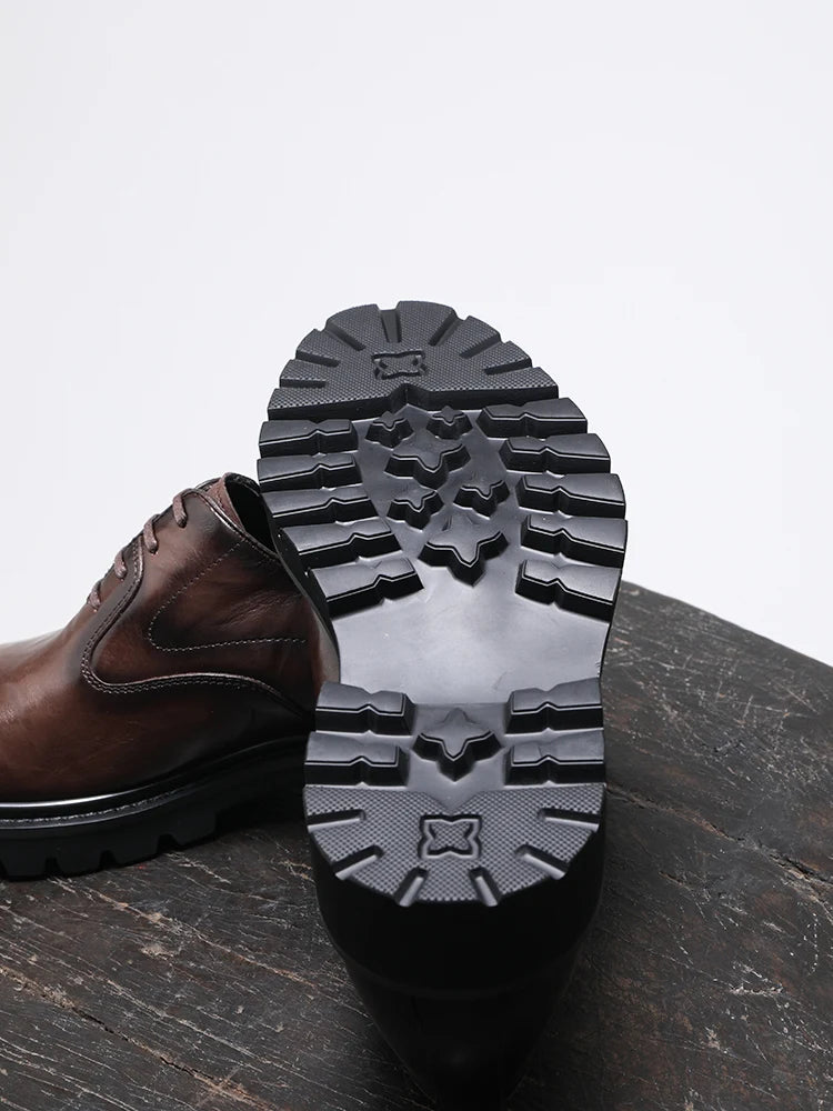 Men's Spring & Autumn Shoes - Genuine Leather Oxford Shoes with Thick Sole, Business & Casual Elegance