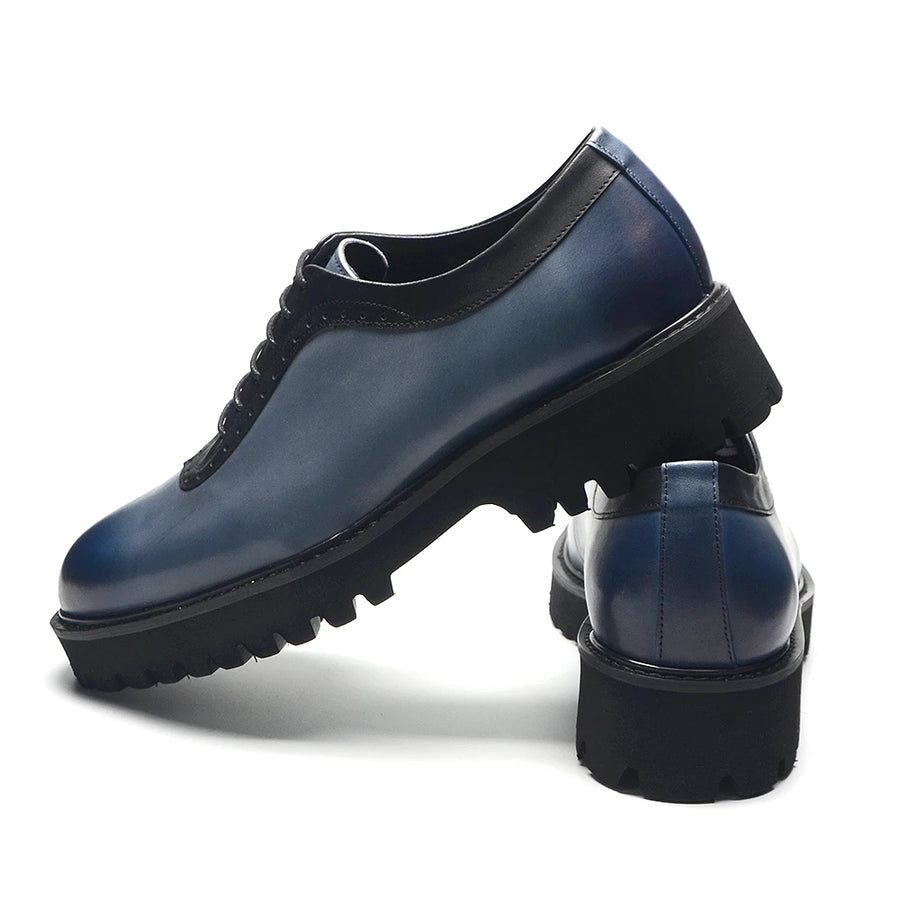 Men's Elegant Genuine Leather Oxford Shoes - Elevator Heel, Round Toe, Office & Casual Style