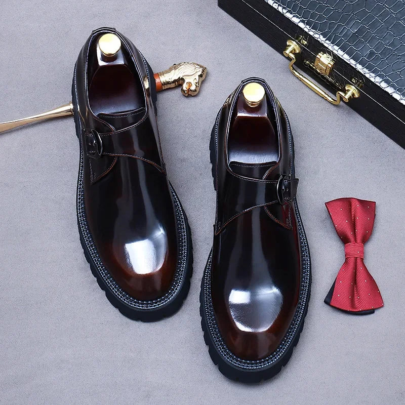 Luxury Italian Patent Leather Men's Oxford Shoes - Hand-Leather, Elegant & Comfortable Wedding & Business Shoes
