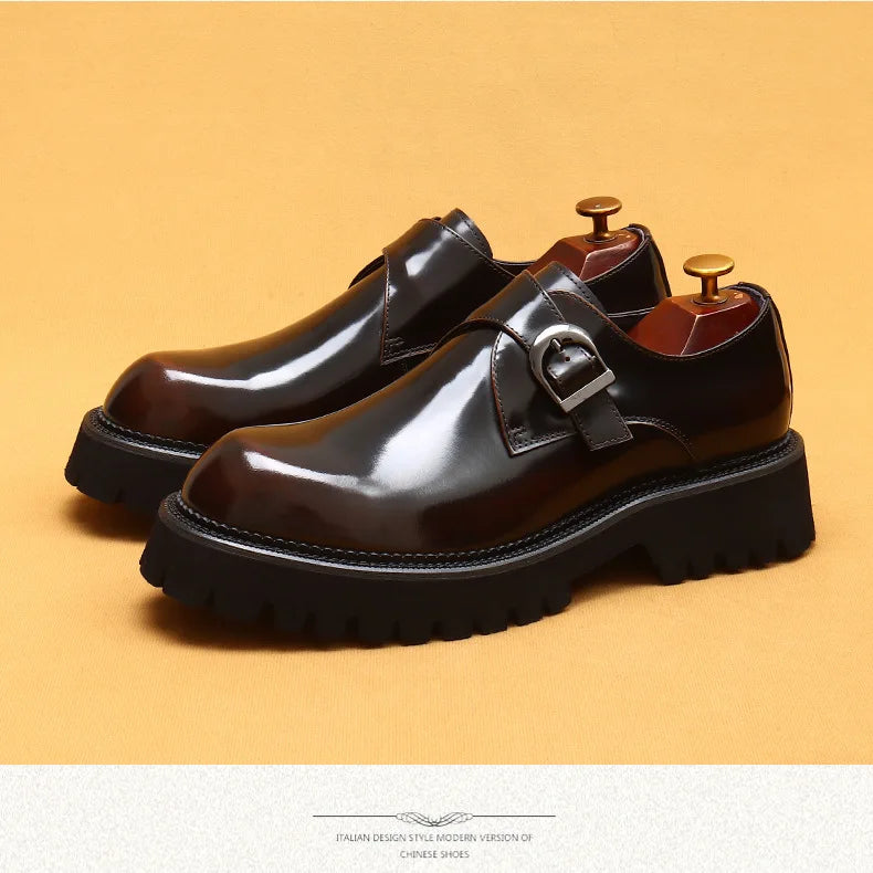 Men's Oxford & Derby - British Genuine Leather Shoes, Thick Sole, Elegant Business & Casual