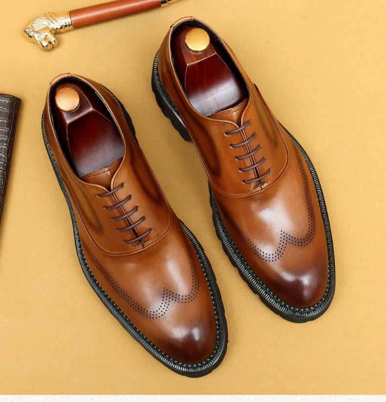 Oxford Classico – Men's Genuine Leather Shoes 4 cm British Elegance