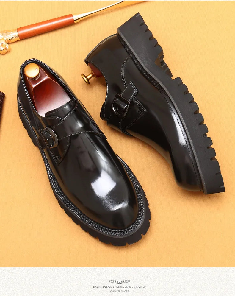 Men's Oxford & Derby - British Genuine Leather Shoes, Thick Sole, Elegant Business & Casual