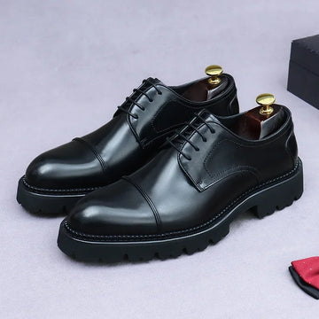 XXCZDOU, Chaussures Homme Rétro 2025 – Cuir Véritable de Luxe, Handmade, Style Britannique Élégant, Plateforme Confortable – Idéal Mariage & Soirée