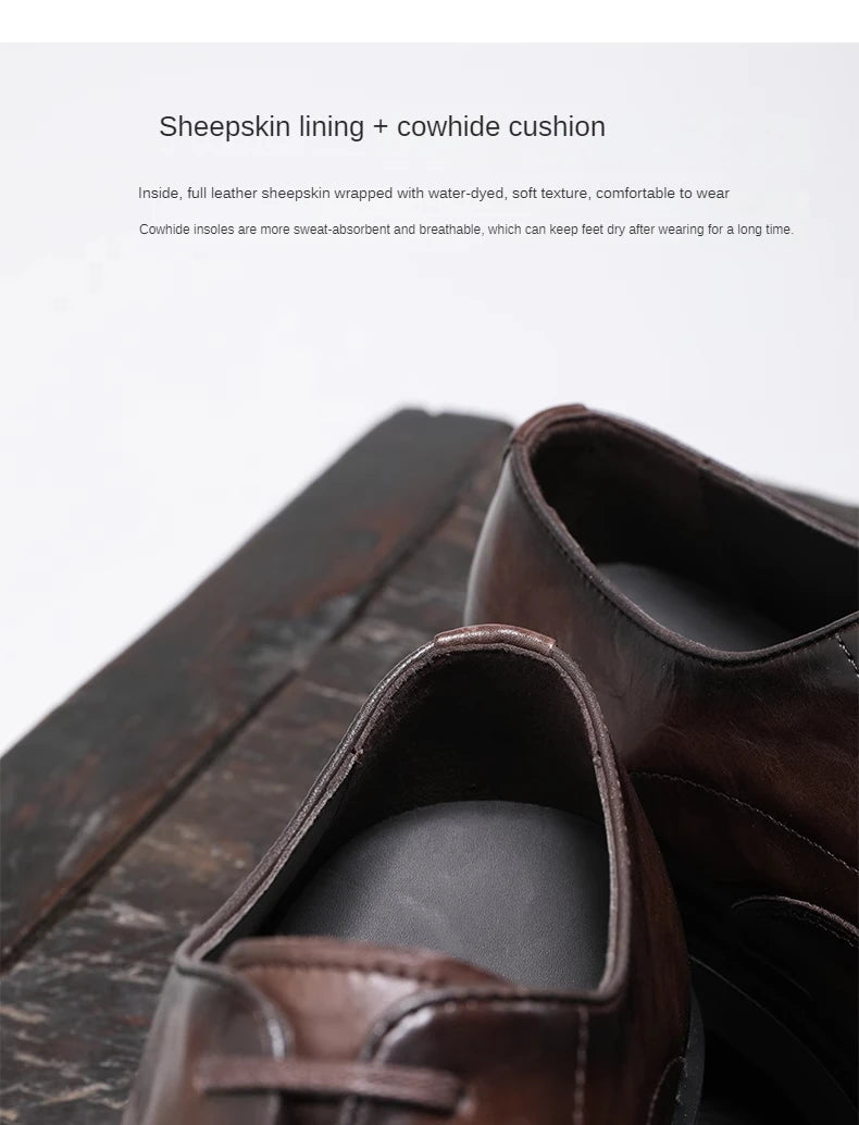 Men's Spring & Autumn Shoes - Genuine Leather Oxford Shoes with Thick Sole, Business & Casual Elegance