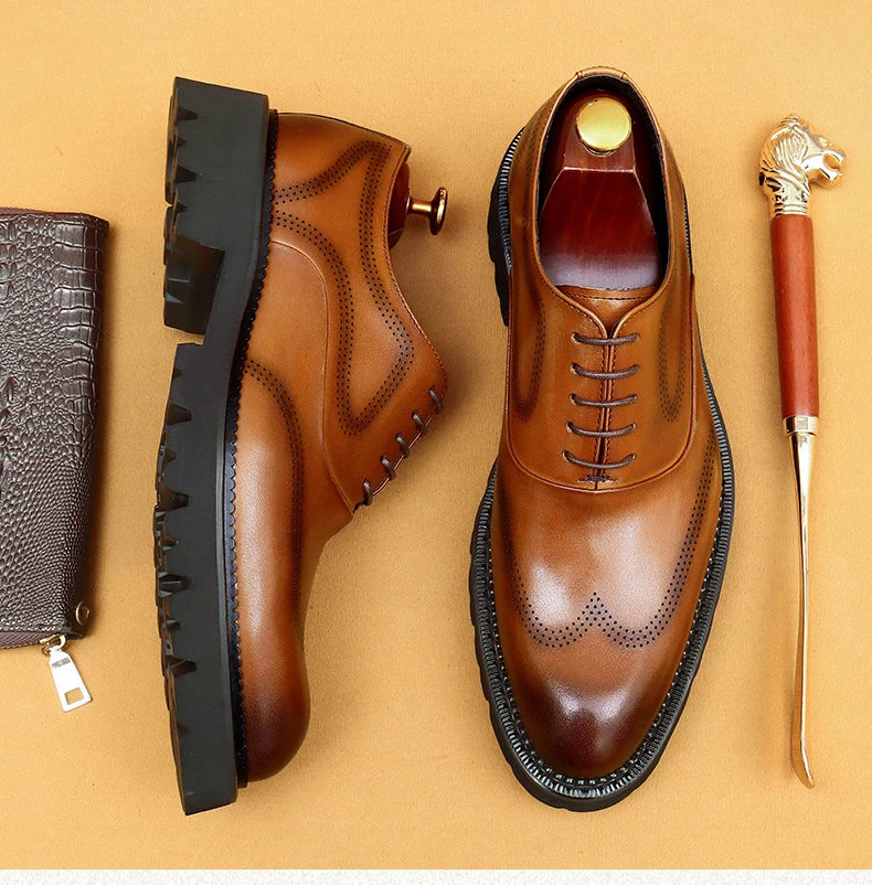 Oxford Classico – Men's Genuine Leather Shoes 4 cm British Elegance